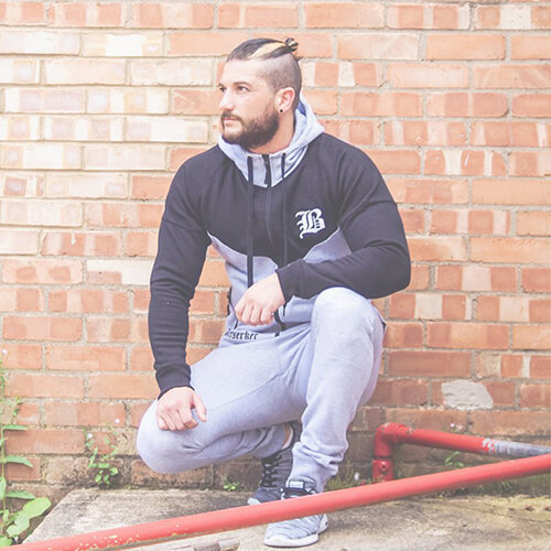 Man modelling a Berserker tracksuit